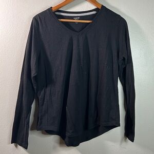 Dark Grunge Whimsigoth Cozy Starting Point Black Super-Soft Layering V-Neck Top